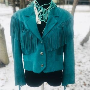 Vintage Pioneer Wear Suede Leather Jacket Fringe